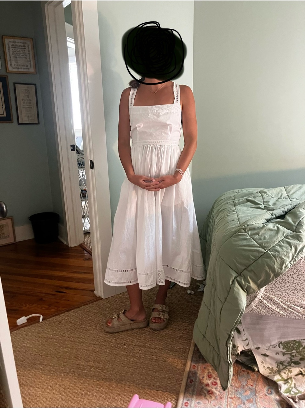 J crew white Embroidered apron dress